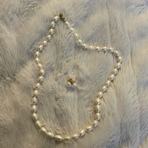 Pearl Necklace and Earrings